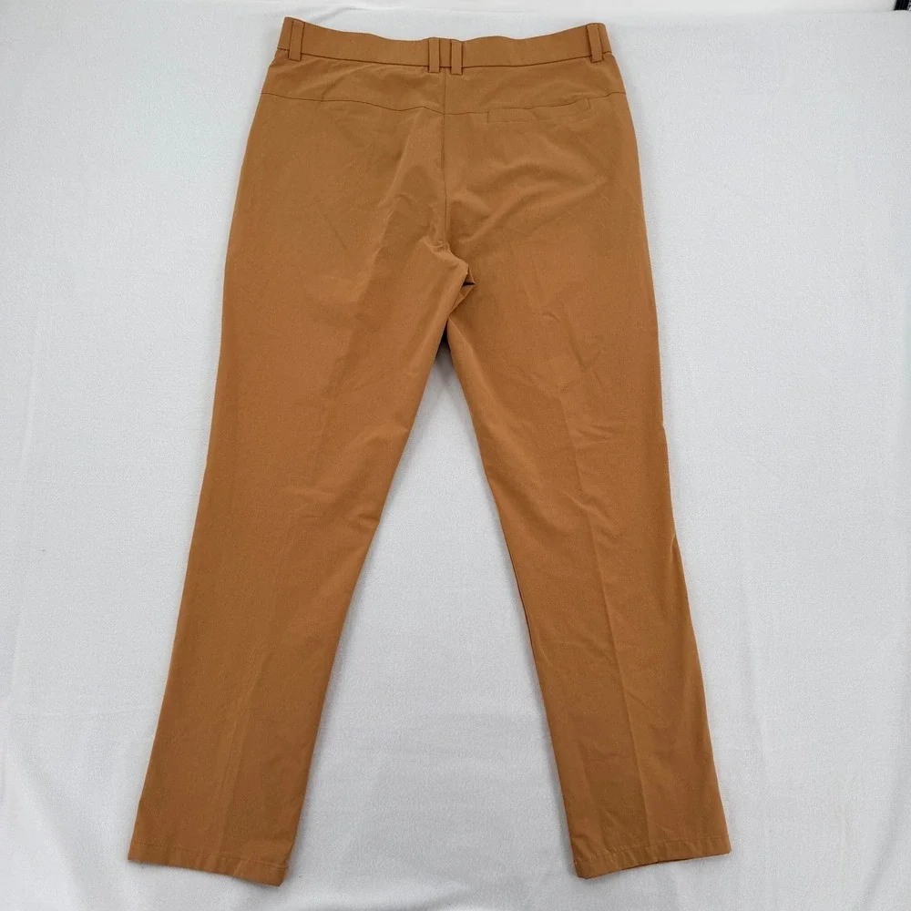 Pudolla Mens 32x34 Golf Pants Camel Brown Performance Slacks Flat Front Chino